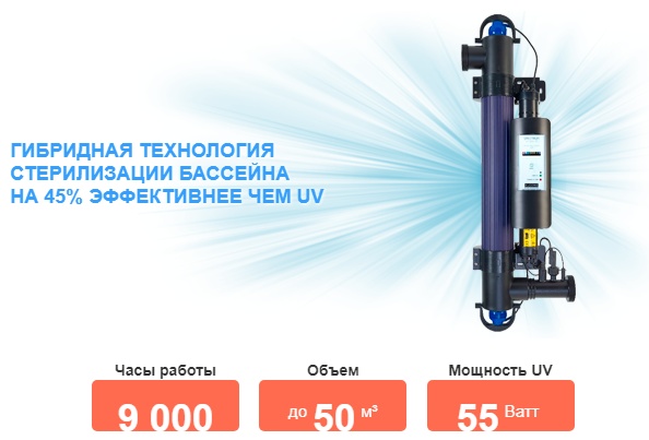 Ультрафиолетовая установка для бассейна Elecro Spectrum Hybrid UV+HO SH-55